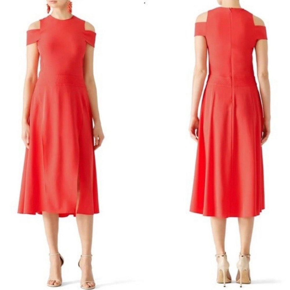 Halston Red Cold Shoulder Dress